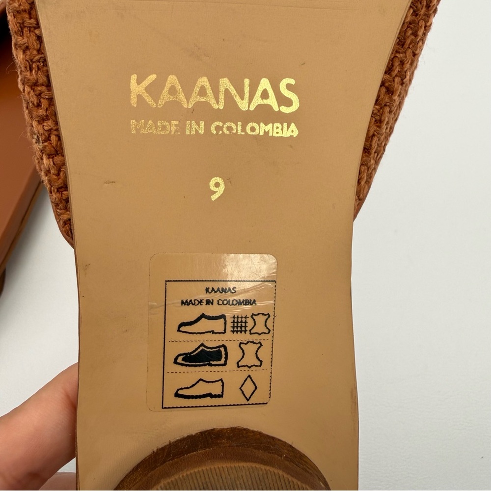 KAANAS Serene Brandy Sandal Woven Leather Brown Square Toe 9 Minimalist Neutral - Picture 13 of 15